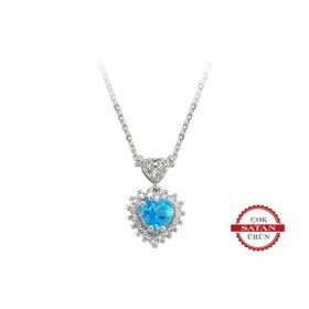 Sirius 0715P0068 Pırlanta ve Kalp Mavi Topaz Taşlı Anturaj Kolye