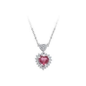 Sirius 0715P0079 Pırlanta ve Kalp Pembe Turmalin Taşlı Anturaj Kolye