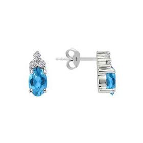 Sirius 0717E0052 Pırlanta ve Oval Mavi Topaz Taşlı Küpe