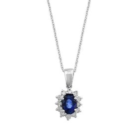 Sirius 0717P0011 Pırlanta ve Oval Safir Taşlı Anturaj Kolye