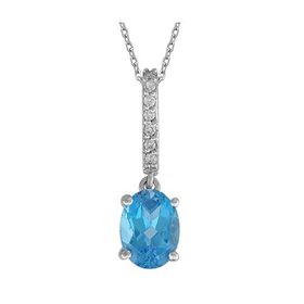 Sirius 0717P0013 Pırlanta ve Oval Mavi Topaz Taşlı Kolye