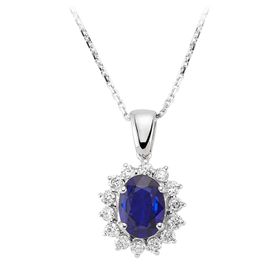 Sirius 0717P0021 Pırlanta ve Oval Safir Taşlı Anturaj Kolye