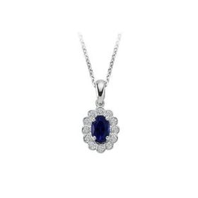 Sirius 0717P0023 Pırlanta ve Oval Safir Taşlı Anturaj Kolye