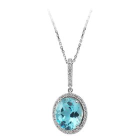 Sirius 0717P0025 Pırlanta ve Oval Mavi Topaz Taşlı Kolye