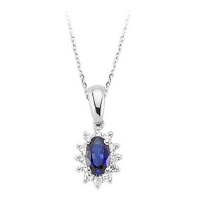 Sirius 0717P0029 Pırlanta ve Oval Safir Taşlı Anturaj Kolye