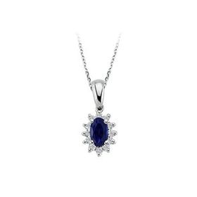 Sirius 0717P0029 Pırlanta ve Oval Safir Taşlı Anturaj Kolye