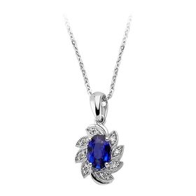 Sirius 0717P0040 Pırlanta ve Oval Safir Taşlı Kolye