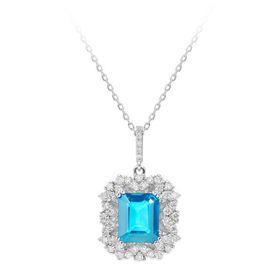 Sirius 0723P0022 Pırlanta ve Oktagon Kesim Mavi Topaz Kolye
