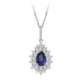 Sirius 0723P0023 Pırlanta ve Damla Safir Taşlı Anturaj Kolye