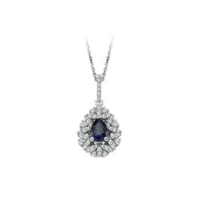 Sirius 0723P0027 Pırlanta ve Damla Safir Taşlı Anturaj Kolye