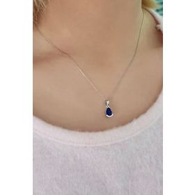 Sirius 0741P0007 Pırlanta ve Damla Safir Kolye