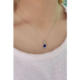 Sirius 0741P0007 Pırlanta ve Damla Safir Kolye