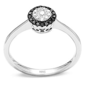 Sirius 0801R0097 Beyaz ve Siyah Pırlanta Taşlı Yüzük