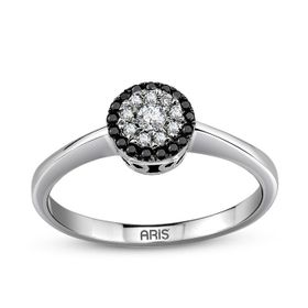 Sirius 0801R0097 Beyaz ve Siyah Pırlanta Taşlı Yüzük