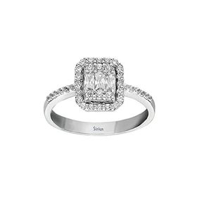 Sirius Pırlanta E Renk 0.44 Karat Baget Beyaz Altın 13 Pırlanta Yüzük