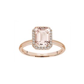 Sirius Pırlanta ve Emerald Kesim Morganite Kırmızı Altın Yüzük