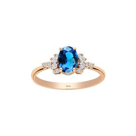 Sirius Pırlanta ve London Blue Topaz Taşlı İlayda Kırmızı Altın Yüzük