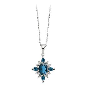 Sirius0704P0169 Pırlanta ve London Blue Topaz Taşlı Mai Kolye