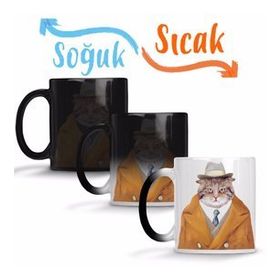 Şişman Süslü Cats Kedi Sihirli Porselen Kupa