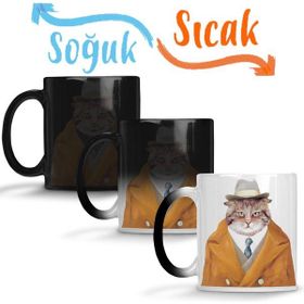 Şişman Süslü Cats Kedi Sihirli Porselen Kupa