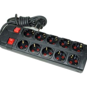 Sistem 2000 Siyah 5+5 2 mt Kablolu Anahtarlı Grup Priz
