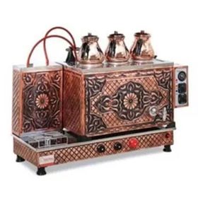 Sistem ÇO3TOB 3 Demlik Kapasiteli Bakır İşlemeli Elektrik + Gaz Tam Otomatik Çay Ocağı
