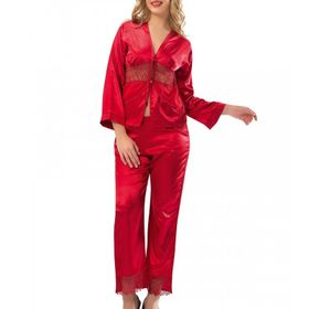 Sistina 1601 Saten Kırmızı Kadın Pijama Takımı
