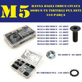 Site Hırdavat 310 Parça M5 Havşa Baş İmbus Cıvata Somun ve Pul Seti