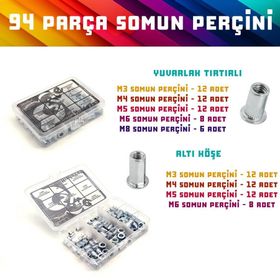 Site Hırdavat 94 Parça Somun Perçini Seti