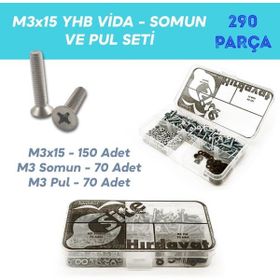 Site Hırdavat M3x15 YHB 290 Parça Vida Somun ve Pul Seti