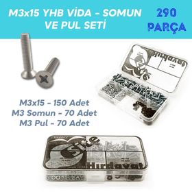 Site Hırdavat M3x15 YHB 290 Parça Vida Somun ve Pul Seti