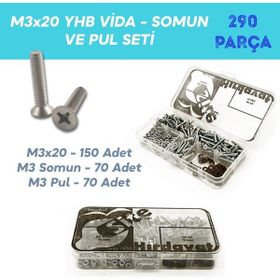 Site Hırdavat M3x20 YHB 290 Parça Vida Somun ve Pul Seti