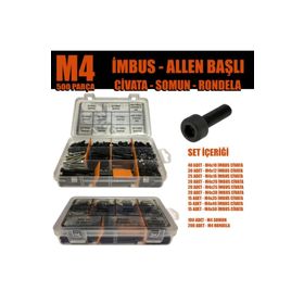 Site Hırdavat M4 Imbus Alyan Başlı 500'lü Civata Somun Rondela Seti