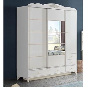 Sivas Gözde Mobilya 180x60x225 cm Modern Sürgülü Kapaklı Çekmeceli Elbise Dolabı