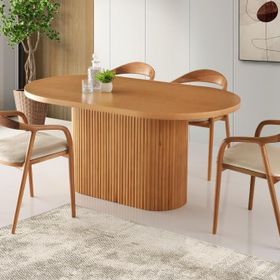 Sivas Gözde Mobilya Asos Defne Ağaç Oval Yemek Masası ve 4 Adet Sandalye Takımı