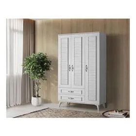 Sivas Gözde Mobilya Asya 120x46x195 cm 3 Kapılı 2 Çekmeceli Gardrop Elbise Dolabı