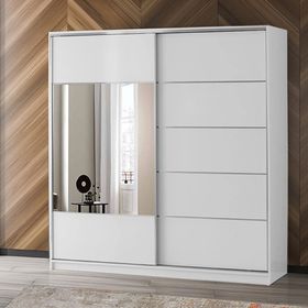 Sivas Gözde Mobilya Ekonomik Sürgülü Geniş Raf Askılı Aynalı 230x60x210 cm Gardrop