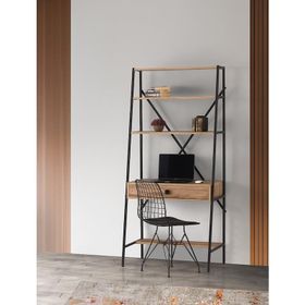 Sivas Gözde Mobilya Ferforje Çekmeceli Kitaplıklı 84x50x180 cm Çalışma Masası