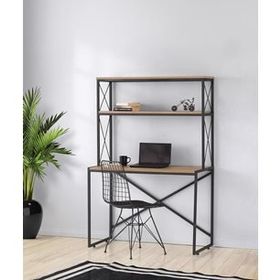 Sivas Gözde Mobilya Ferforje Kitaplıklı Raflı 104x50x156 cm Çalışma Masası