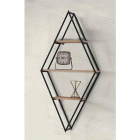 Sivas Gözde Mobilya Modern Tarz Ahşap Metal Karo 3 Raflı Dekoratif 65x28x140 cm Kitaplık
