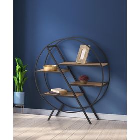 Sivas Gözde Mobilya Yuvarlak Ferforje Dekoratif Raflı 100x30x113 cm Kitaplık
