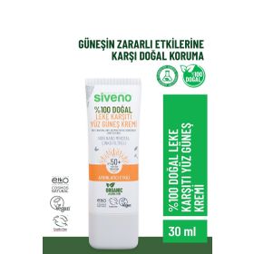 Siveno 100 Doğal Leke Karşıtı Aydınlatıcı Çinko Mineral Filtre UVA UVB SPF50+ 30 ML Yüz Güneş Kremi
