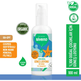 Siveno Çocuklar İçin SPF50 100 ml Doğal Güneş Losyonu