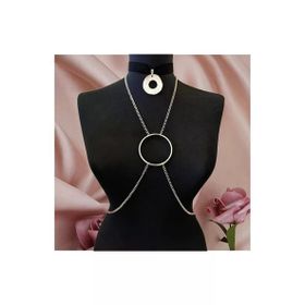Siyah Kadife Choker İkili Kadın Vücut Zinciri