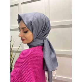 Siyane Scarf Kendinden Kırışık Kumaş Tek Renk Jazz Gri Şal