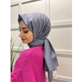 Siyane Scarf Kendinden Kırışık Kumaş Tek Renk Jazz Gri Şal