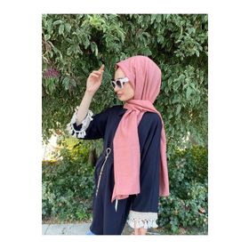 Siyane Scarf Kendinden Kırışık Kumaş Tek Renk Jazz Gül Kurusu Şal