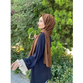 Siyane Scarf Kendinden Kırışık Kumaş Tek Renk Jazz Kahverengi Şal