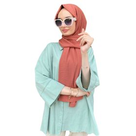 Siyane Scarf Kendinden Kırışık Kumaş Tek Renk Jazz Kiremit Şal