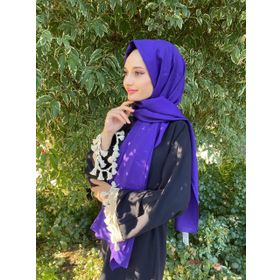 Siyane Scarf Kendinden Kırışık Kumaş Tek Renk Jazz Mor Şal